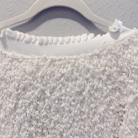 Luca Grae Top Sweater White Ivory Eyelash Long Sleeve Women’s Sz Medium Large - Picture 10 of 11